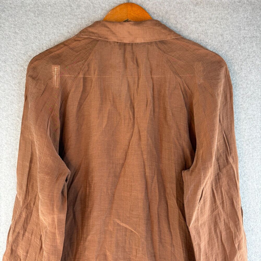 Zara Linen Shirt Midi Dress Relaxed Legalook Earthy Natural Minimalist Brown L - Picture 5 of 6